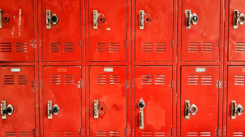 Full frame shot of red lockers