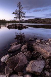 Scenic view of lake against sky