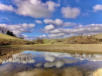 Scenic view of lake against sky