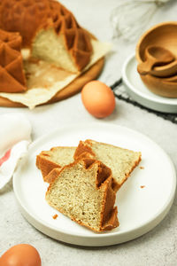 High angle view of breakfast served on table