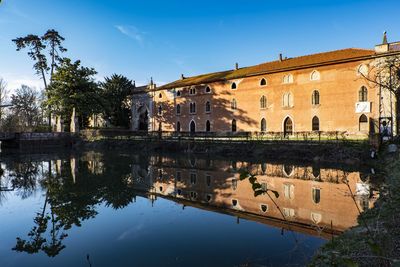 Reflection of built structure in water