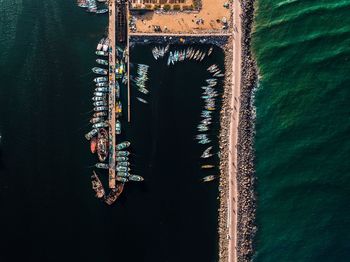 Directly above shot of wall by sea