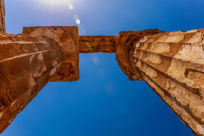 Low angle view of historical building against blue sky