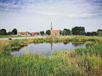 Scenic view of lake against sky