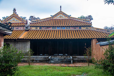 Exterior of temple building against sky