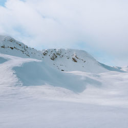 Scenic view of snow covered landscape against sky