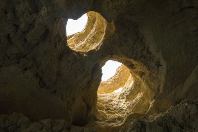 Low angle view of rock formations