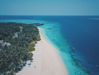 Scenic view of sea against clear sky