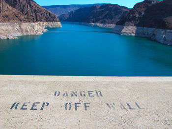 High angle view of text on swimming pool