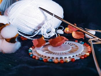 High angle view of cake on table