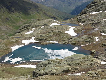 High angle view of snowcapped mountain