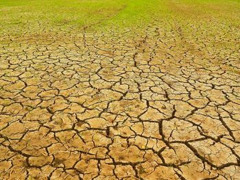 Aerial view of cracked land