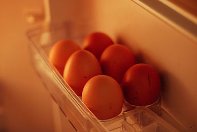 Close-up of eggs in basket