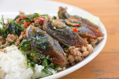 Close-up of seafood in plate