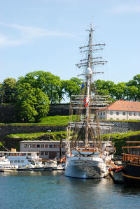 A summers day on the water around the old town area of oslo in norway