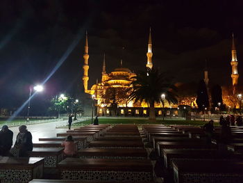 View of illuminated city at night