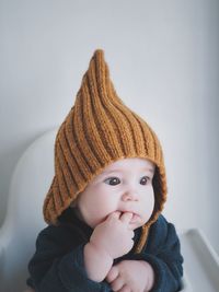 Portrait of cute girl in hat