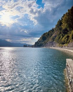 Scenic view of sea against sky during sunset
