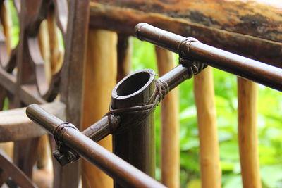 Close-up of railing