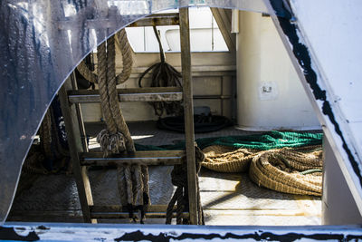 Broken window of fishing boat