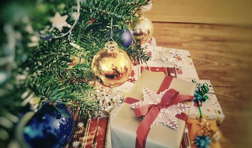 Christmas decoration hanging on tree