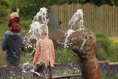 Water splashing in fountain