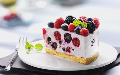 Close-up of dessert in plate on table