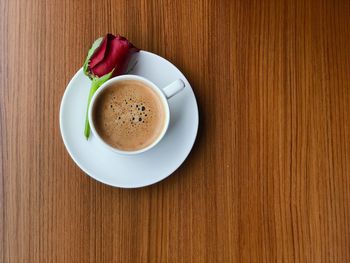 High angle view of coffee on table