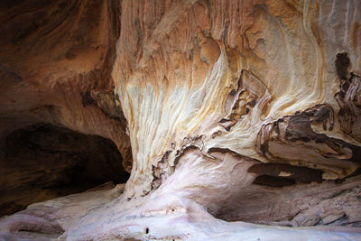 Close-up of rock formation in cave