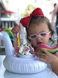 Portrait of cute boy with ice cream