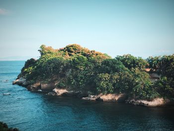 Scenic view of sea against clear sky