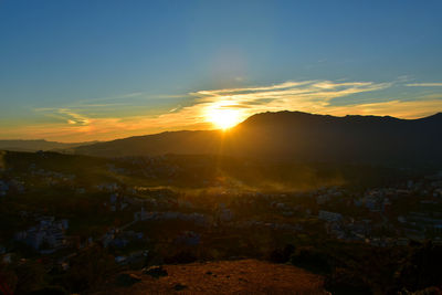 Scenic view of landscape against sky during sunset