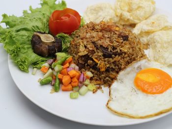 Close-up of breakfast served in plate