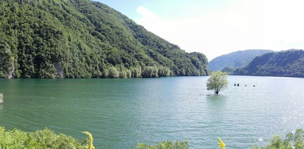 Scenic view of lake against sky