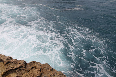 High angle view of sea waves