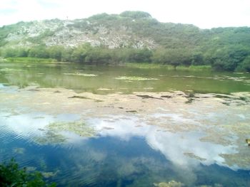 Scenic view of lake against sky