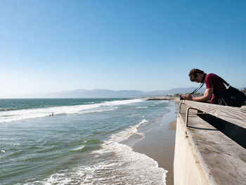 Scenic view of sea against clear sky