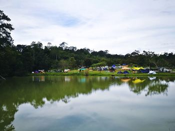 Scenic view of lake against sky