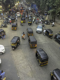 High angle view of traffic on city street