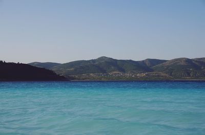 Scenic view of sea against clear sky