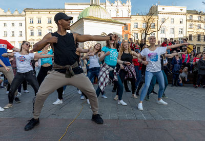 People on street in city