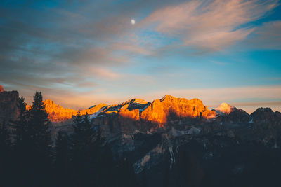 Scenic view of mountain against sky during sunset