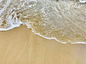 High angle view of surf on beach