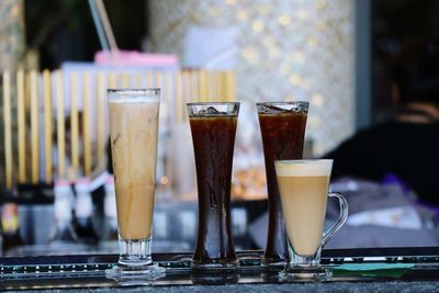 Close-up of coffee served on table