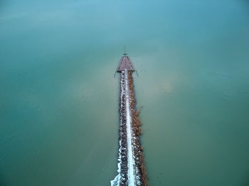 High angle view of ship in sea