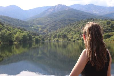 Rear view of girl looking at view