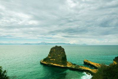 Scenic view of sea against cloudy sky