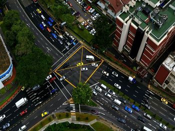 High angle view of city street