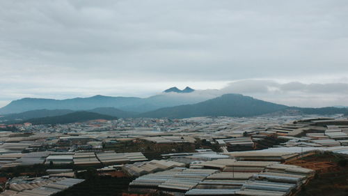 High angle view of townscape against sky