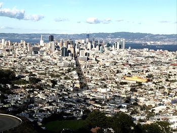 Aerial view of cityscape against sky